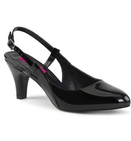 Beautiful sling pumps in black lacquer