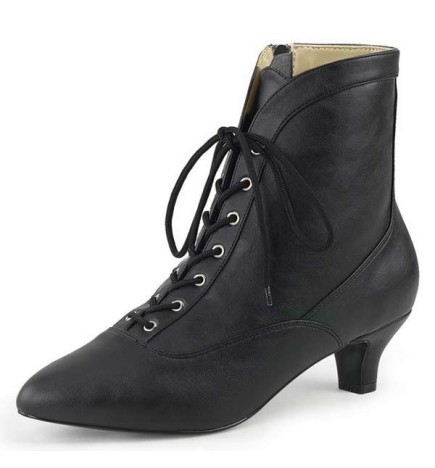 Black faux leather ankle boot