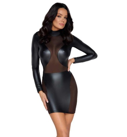 Mattlook Kleid schwarz transparent
